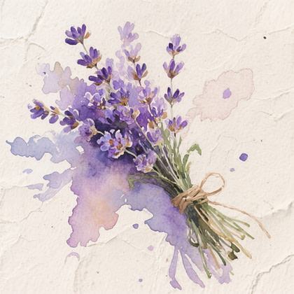 Bundle of lavender flowers attached with crafted thread.
