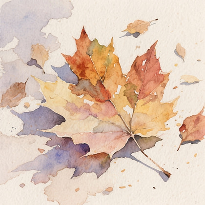 a watercolor painting of a maple leaf