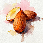 Three pieces of almonds