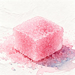 Pink cube piece of sugar