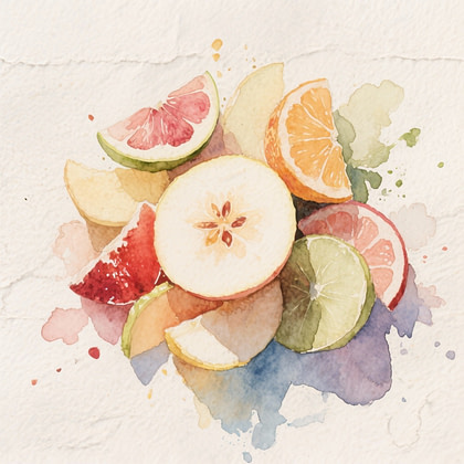 a bowl of mixed fruit on a white table