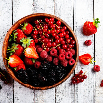 Mix of berries in dish