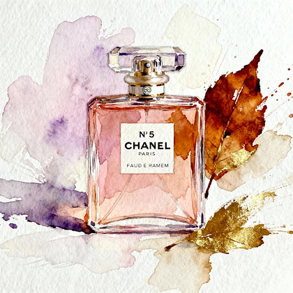 water painting of luxury bottle of perfume