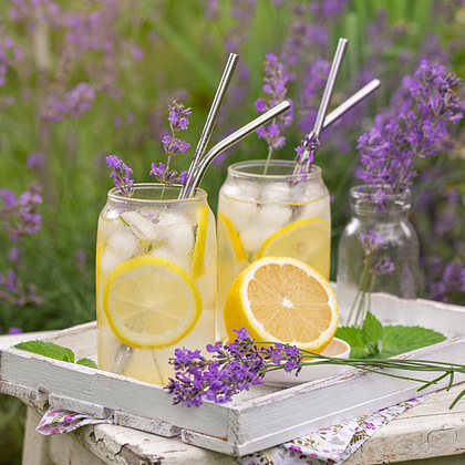 lemonade and lavender in the garden