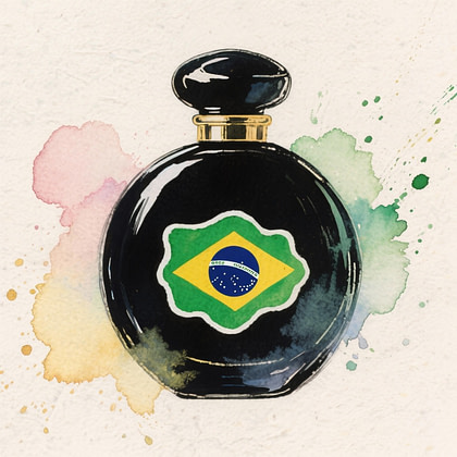 an illustration of a perfume bottle with the flag of brazil