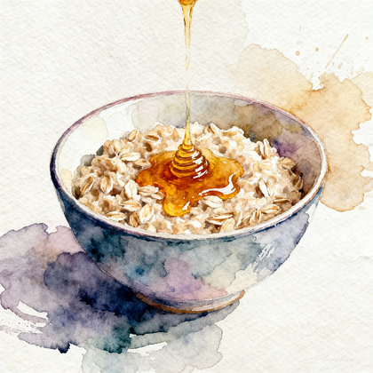 A bowl of oatmeal and honey