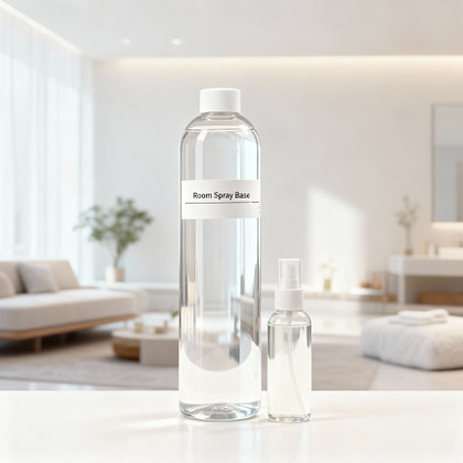 a bottle of water sitting on a table in front of a white living room