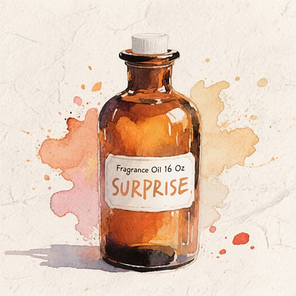 Water painting image of amber bottle with surprise label