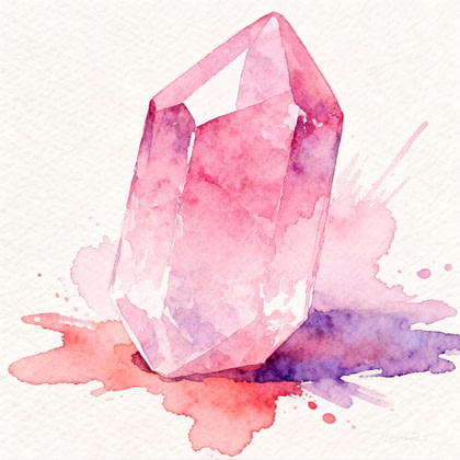 Waterpainting of pink quartz piece