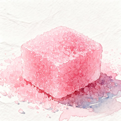 Pink cube piece of sugar