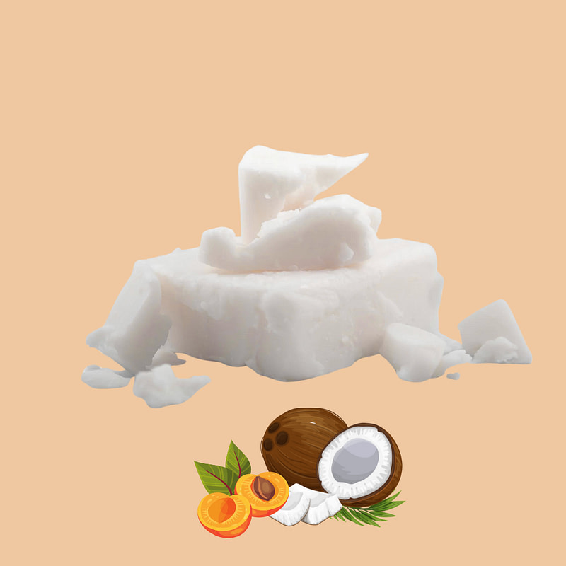 White slab beside coconut and apricot