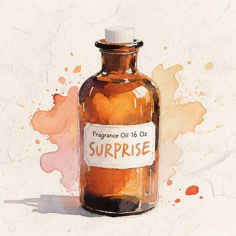 Water painting image of amber bottle with surprise label