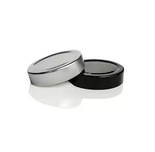 A set of 2 lids, black and silver
